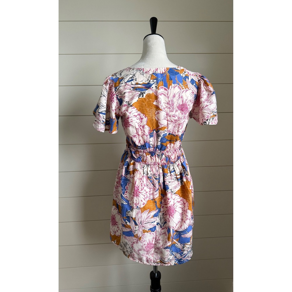 Band of the Free Floral Smocked Mini Dress Pink Blue Ochre Small NWT - Picture 4 of 9